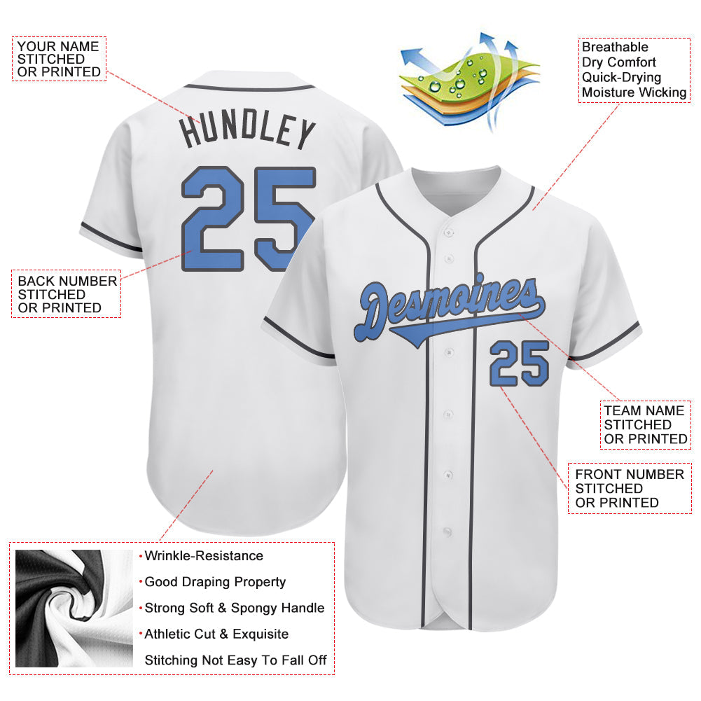 Custom White Light Blue-Dark Gray Authentic Father's Day Baseball Jersey - Owls Matrix LTD