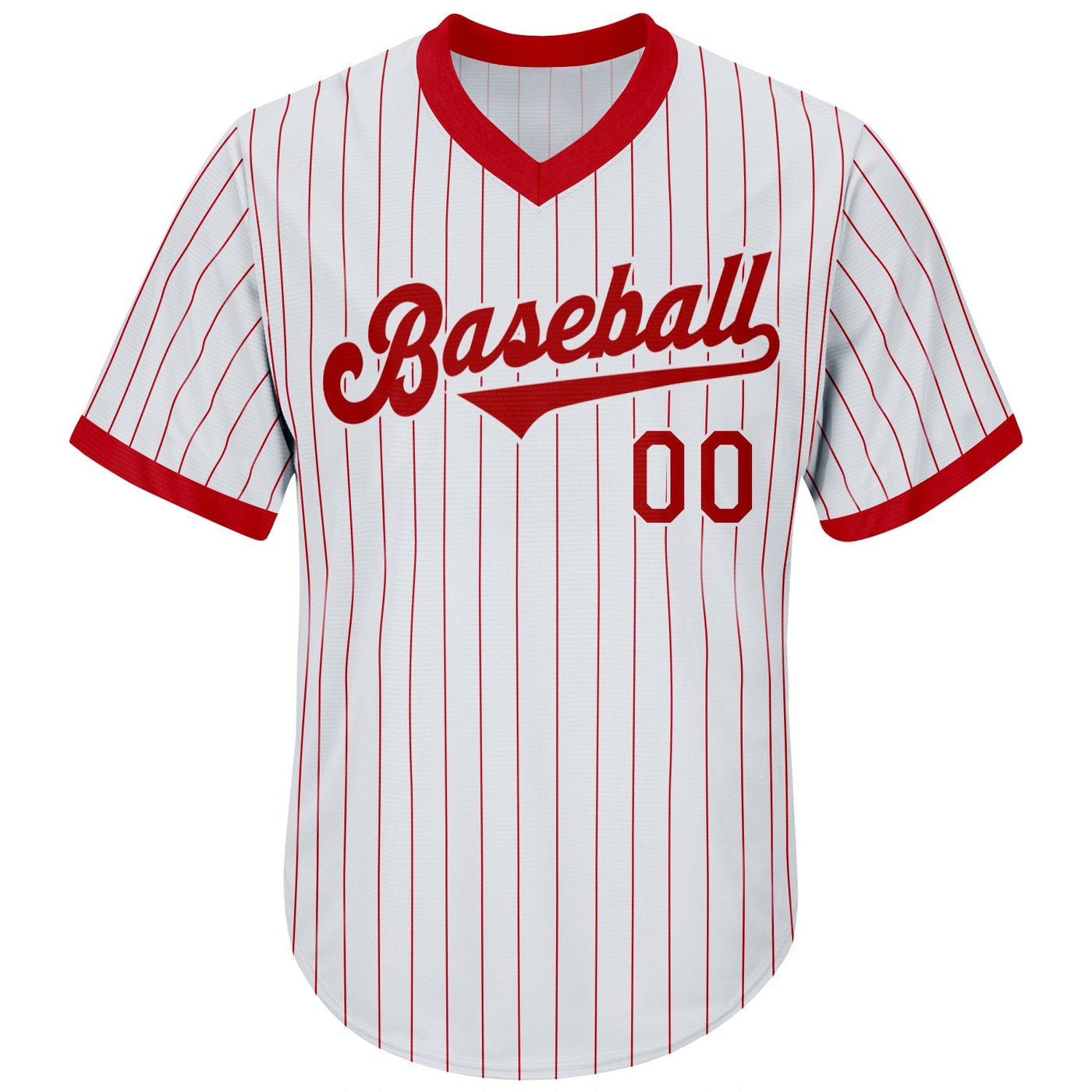 Custom White Red Pinstripe Red-White Authentic Throwback Rib-Knit Baseball Jersey Shirt - Owls Matrix LTD