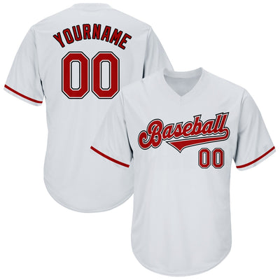 Custom White Red-Black Authentic Throwback Rib-Knit Baseball Jersey Shirt - Owls Matrix LTD