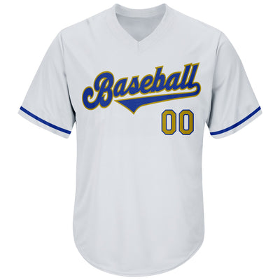 Custom White Old Gold-Royal Authentic Throwback Rib-Knit Baseball Jersey Shirt - Owls Matrix LTD