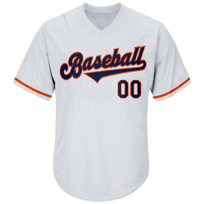 Custom White Navy-Orange Authentic Throwback Rib-Knit Baseball Jersey Shirt - Owls Matrix LTD