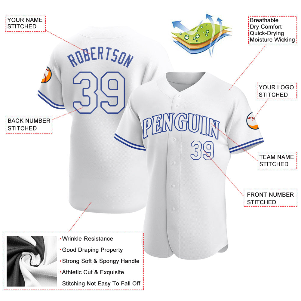 Custom White White-Royal Authentic Baseball Jersey - Owls Matrix LTD