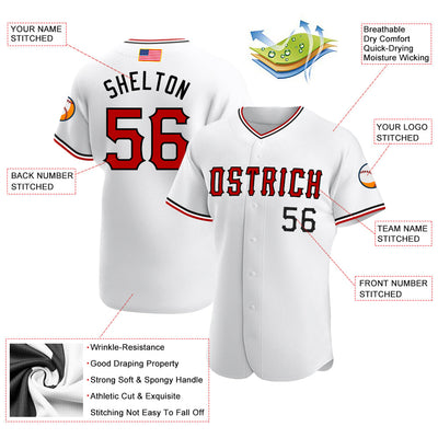 Custom White Red-Black Authentic American Flag Fashion Baseball Jersey - Owls Matrix LTD