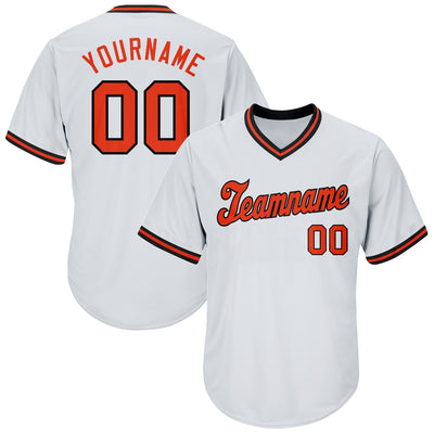 Custom White Orange-Black Authentic Throwback Rib-Knit Baseball Jersey Shirt - Owls Matrix LTD