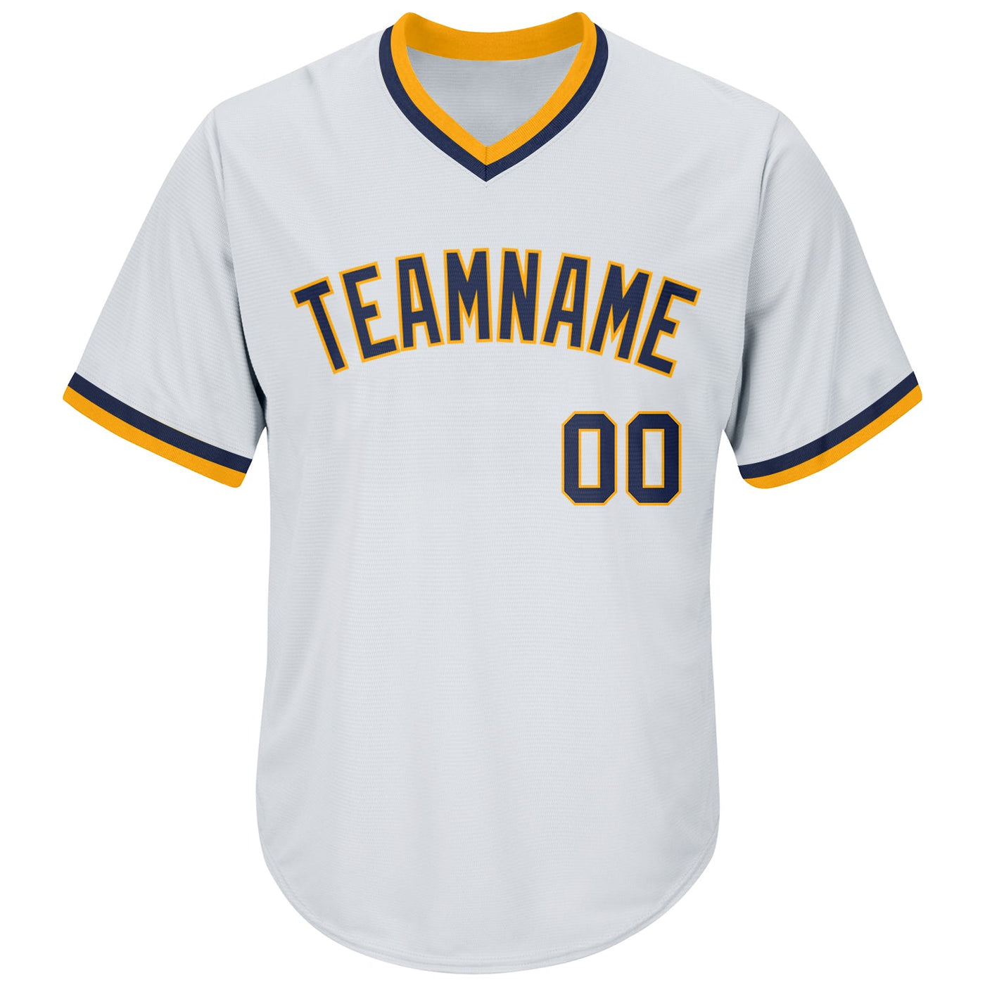 Custom White Navy-Gold Authentic Throwback Rib-Knit Baseball Jersey Shirt - Owls Matrix LTD