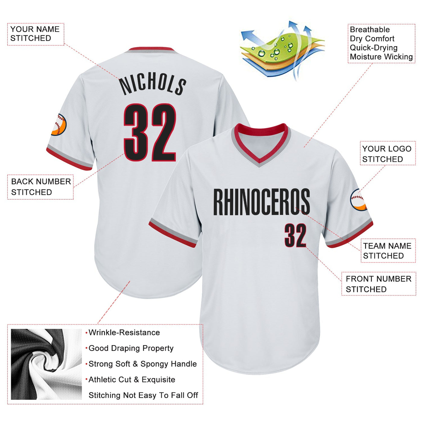 Custom White Black-Red Authentic Throwback Rib-Knit Baseball Jersey Shirt - Owls Matrix LTD
