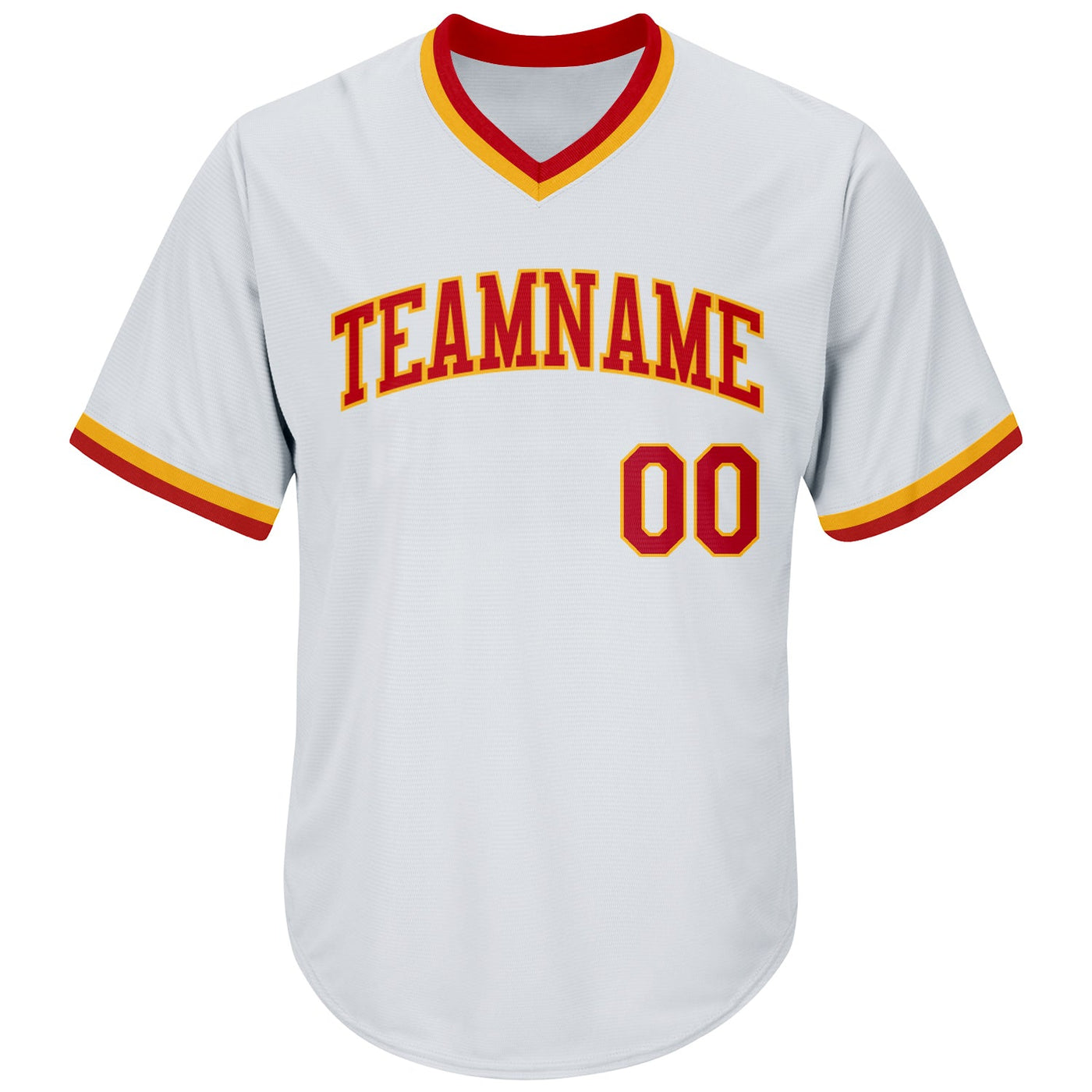 Custom White Red-Gold Authentic Throwback Rib-Knit Baseball Jersey Shirt - Owls Matrix LTD