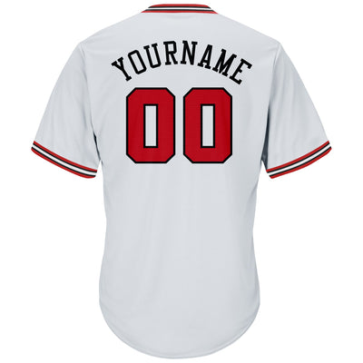 Custom White Red-Black Authentic Throwback Rib-Knit Baseball Jersey Shirt - Owls Matrix LTD