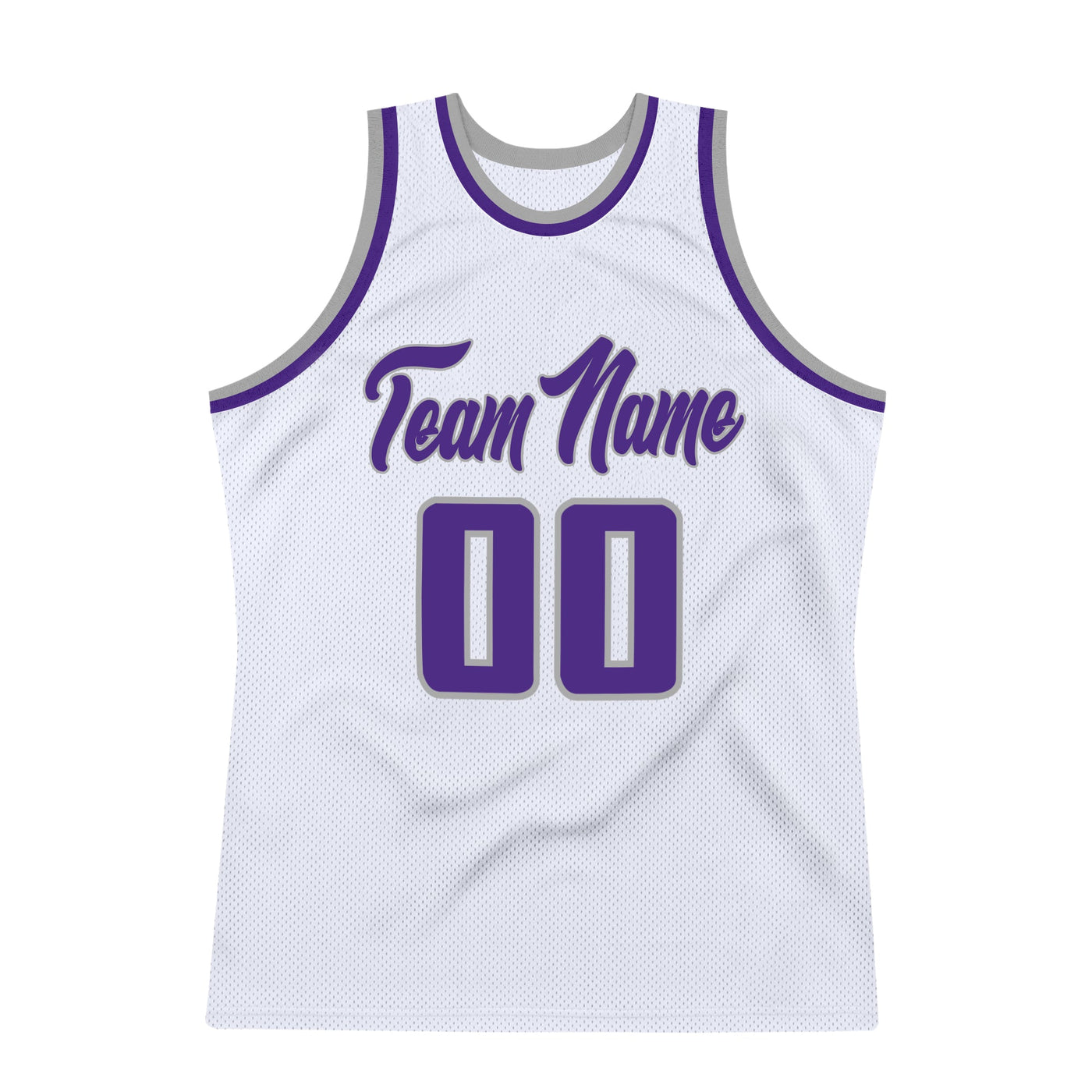 Custom White Purple-Silver Gray Authentic Throwback Basketball Jersey