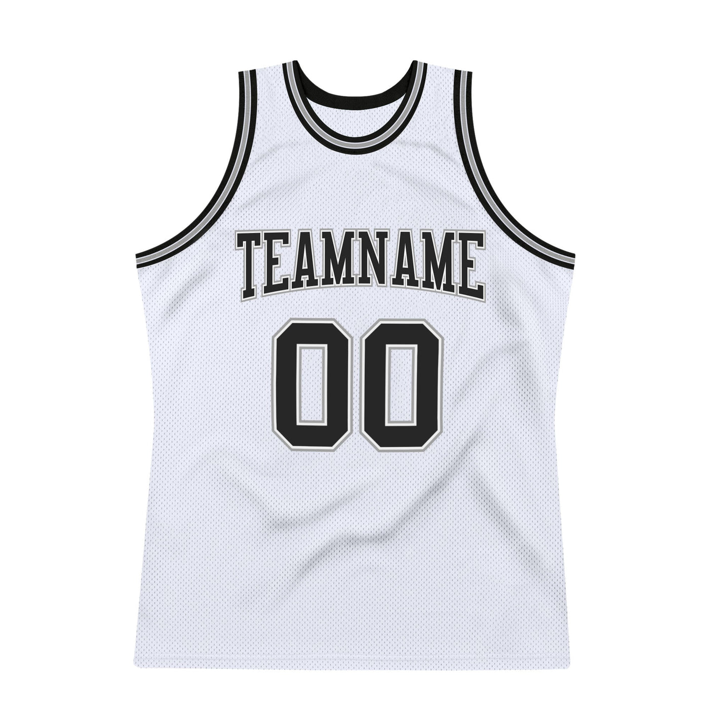 Custom White Black-Silver Gray Authentic Throwback Basketball Jersey