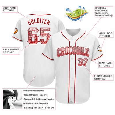 Custom White Red-Gray Authentic Drift Fashion Baseball Jersey - Owls Matrix LTD