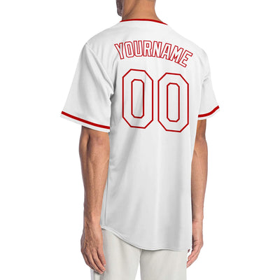 Custom White White-Red Authentic Baseball Jersey - Owls Matrix LTD