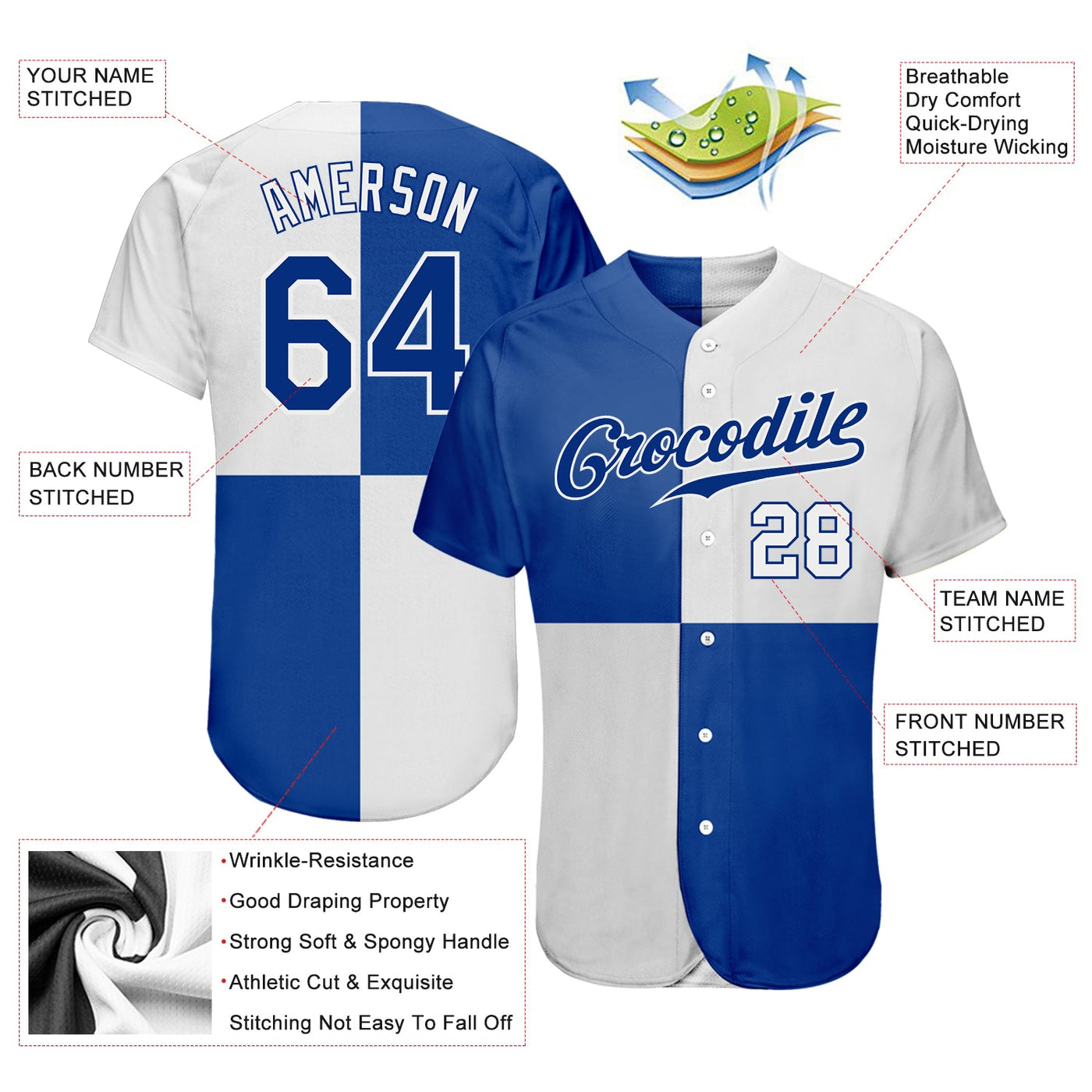 Custom White Royal 3D Pattern Design Multicolor Authentic Baseball Jersey - Owls Matrix LTD