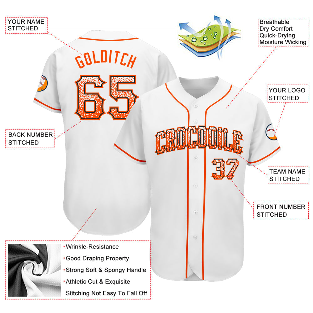 Custom White Orange-Black Authentic Drift Fashion Baseball Jersey - Owls Matrix LTD