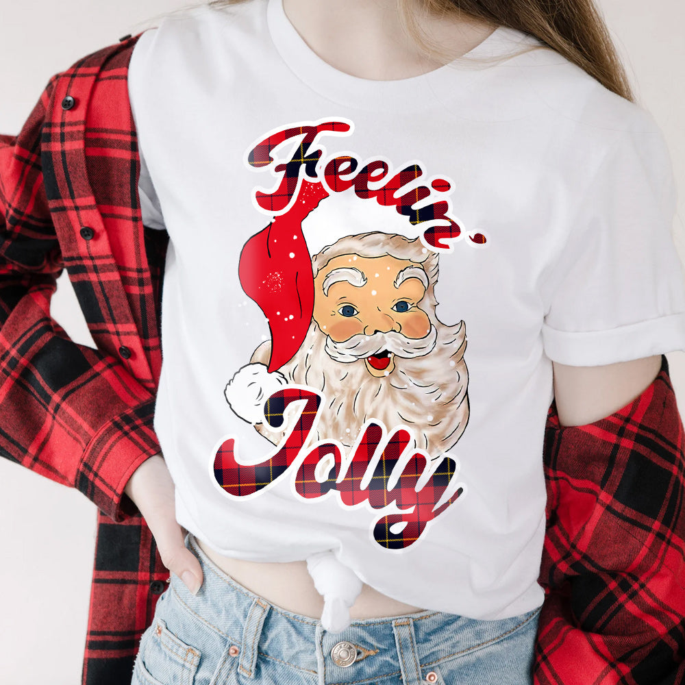 Xmas Tartan Santa Feeling Jolly HALZ1811040Z Light Classic T Shirt