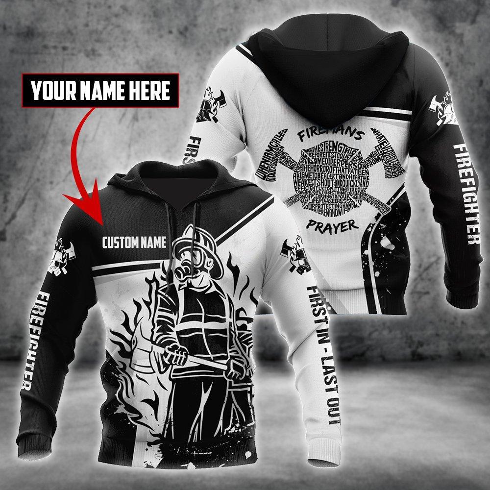 Firefighter Black And White Style Personalized - Hoodie - Owls Matrix LTD